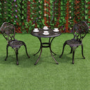 Island Gale® Antique Outdoor Cast Aluminum Bistro Set Patio Pool Side Set Garden Furniture White or Bronze