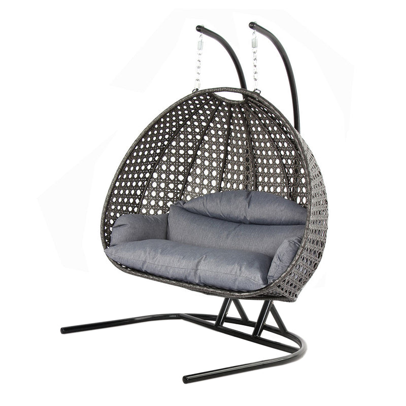 Island Gale Luxury Double Seat Outdoor Hanging Wicker Swing Chair Solid One Piece U Shape Base