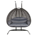 Island Gale Luxury Double Seat Outdoor Hanging Wicker Swing Chair Solid One Piece U Shape Base
