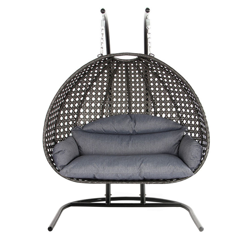 Island Gale Luxury Double Seat Outdoor Hanging Wicker Swing Chair Solid One Piece U Shape Base