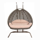 Island Gale Luxury Double Seat Outdoor Hanging Wicker Swing Chair Solid One Piece U Shape Base