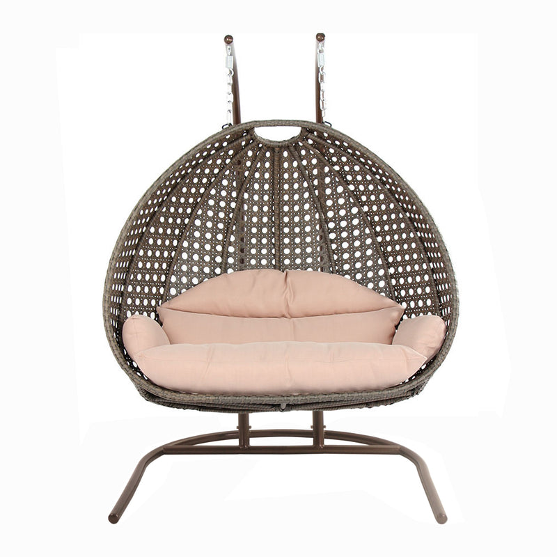 Island Gale Luxury Double Seat Outdoor Hanging Wicker Swing Chair Solid One Piece U Shape Base