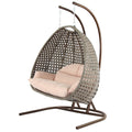 Island Gale Luxury Double Seat Outdoor Hanging Wicker Swing Chair Solid One Piece U Shape Base