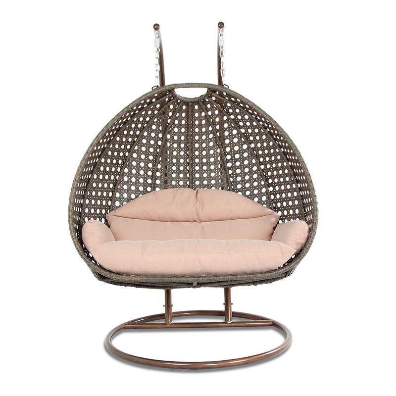Island Gale® Solid One Piece Swing Basket Luxury 2 Person Outdoor Patio Hanging Wicker Swing Chair