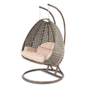 Island Gale® Solid One Piece Swing Basket Luxury 2 Person Outdoor Patio Hanging Wicker Swing Chair
