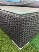 Island Gale Outdoor Sectional Wicker Sofa Couch Charcoal Grey Corner Sofa Table 5 PCS Patio Furniture with Fade Resistant Fabric Cushions.