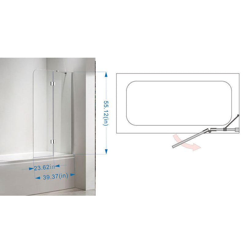 SEESUU® LUXURY GLASS TUB SHOWER DOORS NEO ANGLE SHOWER ENCLOSURE 39.37*55.12