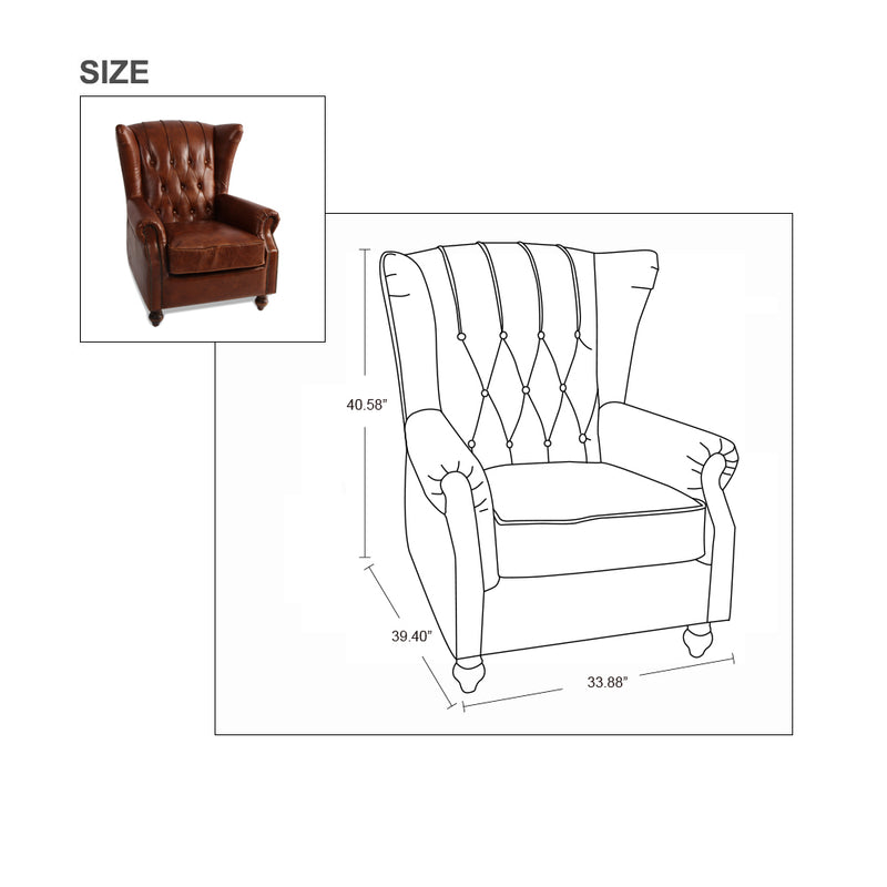 MARQUESSLIFE 100%GENUNIE LEATHER HANDMADE TUFTED HIGH WING BACK SOFA ARMCHAIR