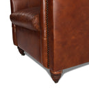 MarquessLife 100% Genunie Leather Handmade Couch Antique Single Sofa w/ Wheel