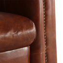 MarquessLife 100% Genunie Leather Handmade Couch Antique Single Sofa w/ Wheel