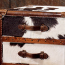 MARQUESSLIFE LUXURY FULL 100% COW LEATHER HANDMADE LAMP TABLE ANTIQUE SIDE TABLE