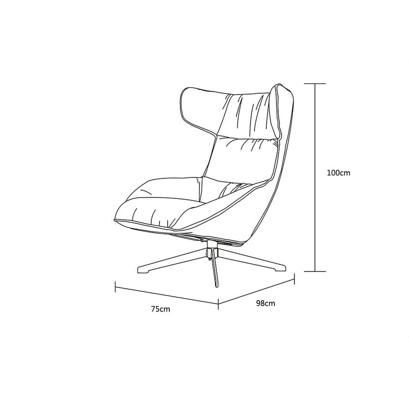 Living Room Wingback Leisure Chair Comfy Scandinavian Style Steel Leg Linen New