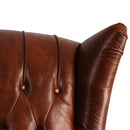 MARQUESSLIFE 100%GENUNIE LEATHER HANDMADE TUFTED HIGH WING BACK SOFA ARMCHAIR