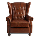MARQUESSLIFE 100%GENUNIE LEATHER HANDMADE TUFTED HIGH WING BACK SOFA ARMCHAIR
