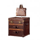 MarquessLife 100% Genuine Antique Aged Leather Handmade Lamp Table Side Table