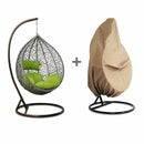 Island Gale® Luxury Hanging Hammock Porch Rattan Wicker Swing Chair with Free Cover Outdoor Egg Chair with Cushion
