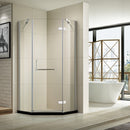SEESUU® CORNER HINGED SHOWER DOOR WALK IN GLASS SHOWER ENCLOSURE