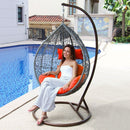 Island Gale® Luxury Hanging Hammock Porch Rattan Wicker Swing Chair with Free Cover Outdoor Egg Chair with Cushion