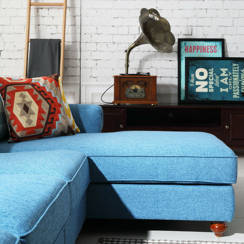 Remsoft Modern Sectional Corner Sofa Indoor Fabric Sofa Lounge Sofa Bed Blue Living Room