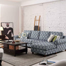 REMSOFT Classic Indoor Sofa Couch w/Chaise Blue & White Porcelain Home Decor