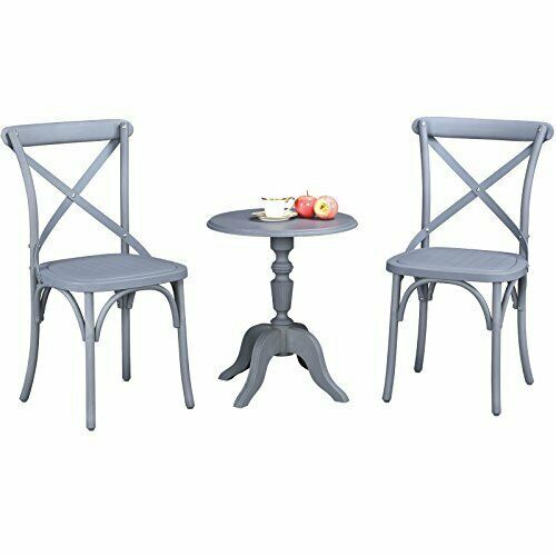 3PCS Patio Set Outdoor Indoor HEAVY DUTY Classical Plastic Nylon Cross Back Dining Chairs with Table (Choice of Colors)