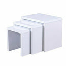 REMSOFT Set of 3 Nesting End Table Square Coffee Cocktail Table (Glossy White)