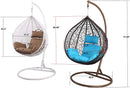 Island Gale Twin(Pair of 2) Hanging Basket Chairs Outdoor Front Porch Furniture with Stand and Cushion